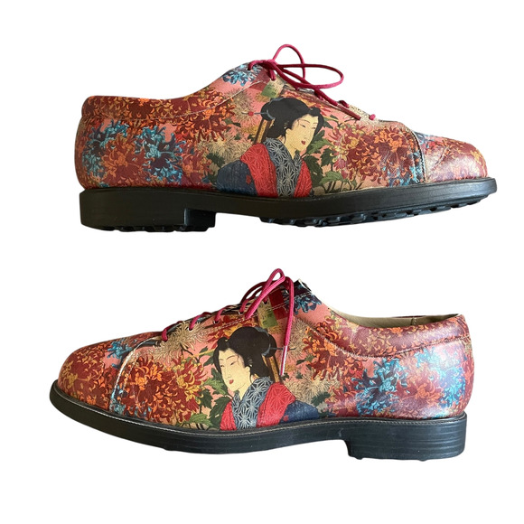 ICON Men\'s Size 10 Brick Red Multi Leather Wearable Art Lace-Up Oxford Shoes NEW main image 9
